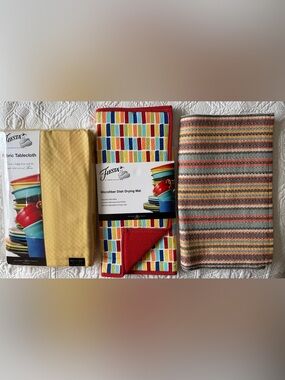 Fiesta Yellow Fabric Tablecloth, table runner & drying mat